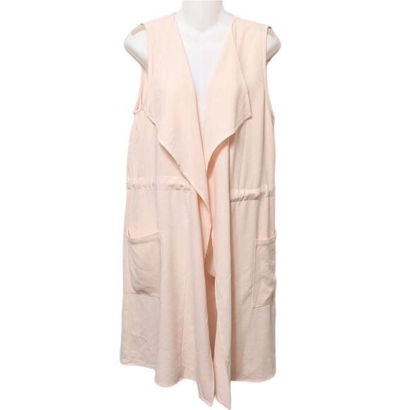 MOD Blush Pink Gilet Open Front Long Vest L - Picture 2 of 6